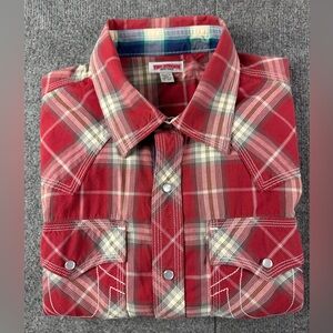 True Religion Mens 100% Cotton L/S Plaid Pearl Snap Western Shirt Size XXL